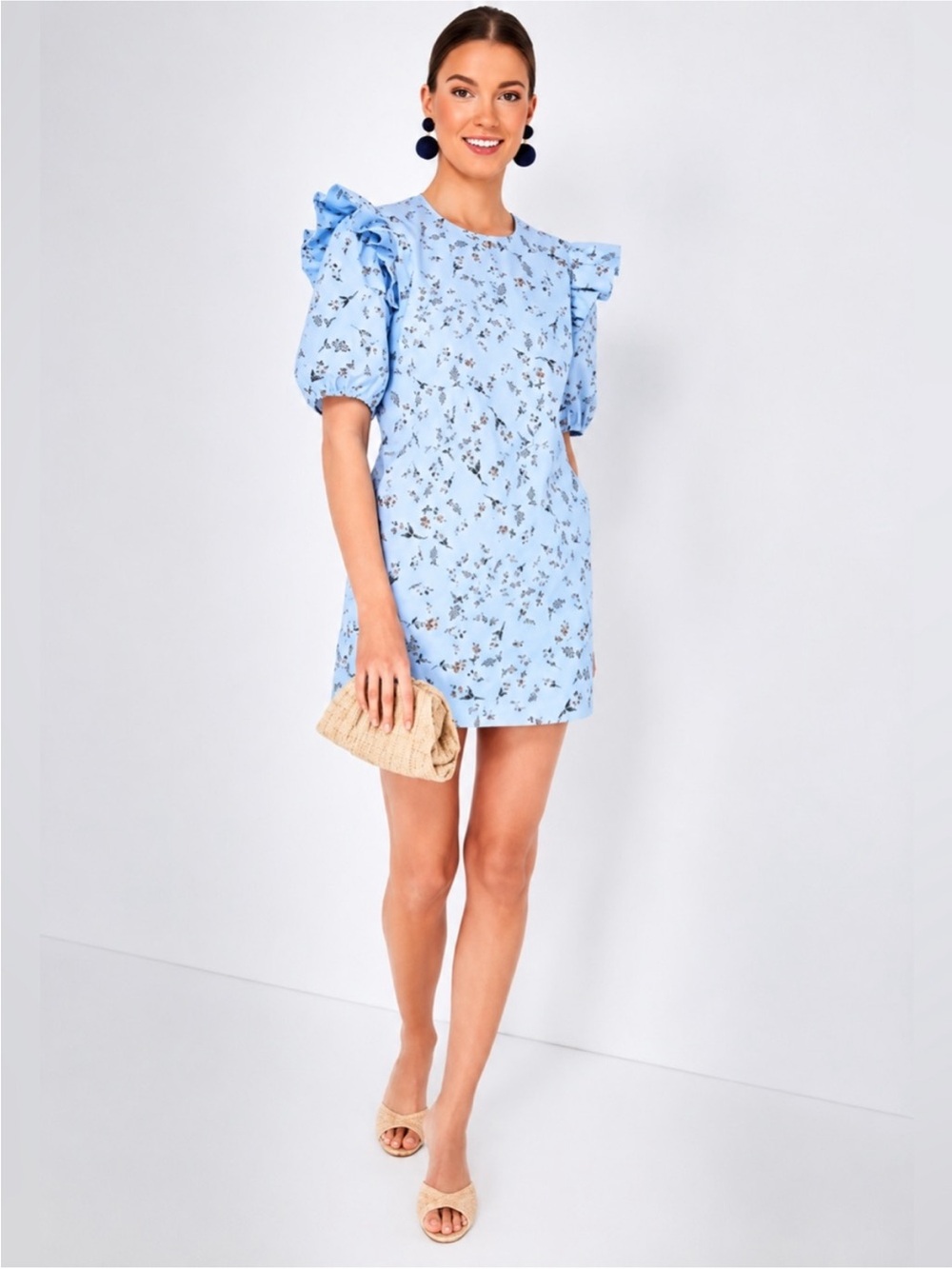Tuckernuck Hyacinth House Blue Floral Evelyn Romper Dress Womens Size small